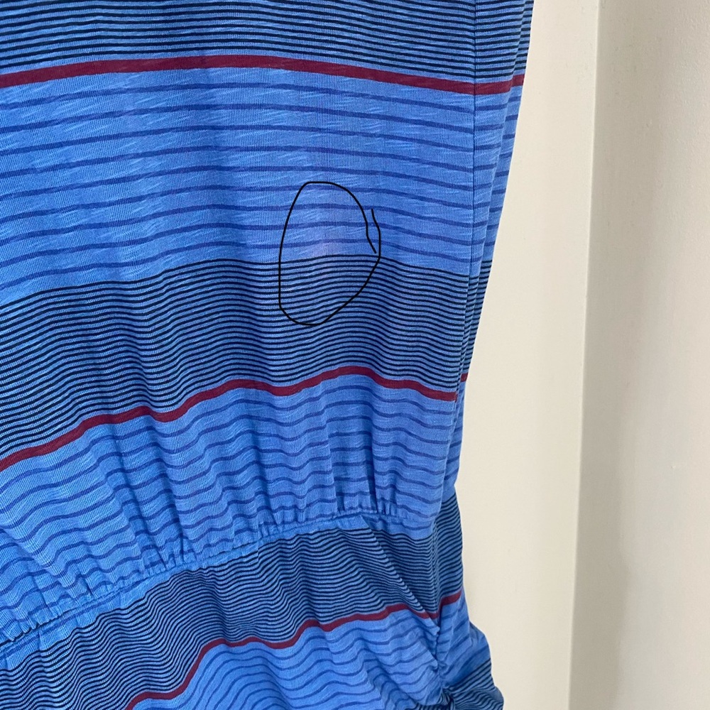 Sundry Blue Striped Ruched Sleeveless Tank Dress Size 2 or Medium Beachy - Picture 8 of 9